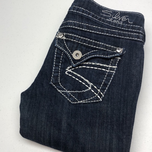 * RETRO SILVER MCKENZIE SLIM BOOT JEANS 25x34 SILVER STITCHING 😎